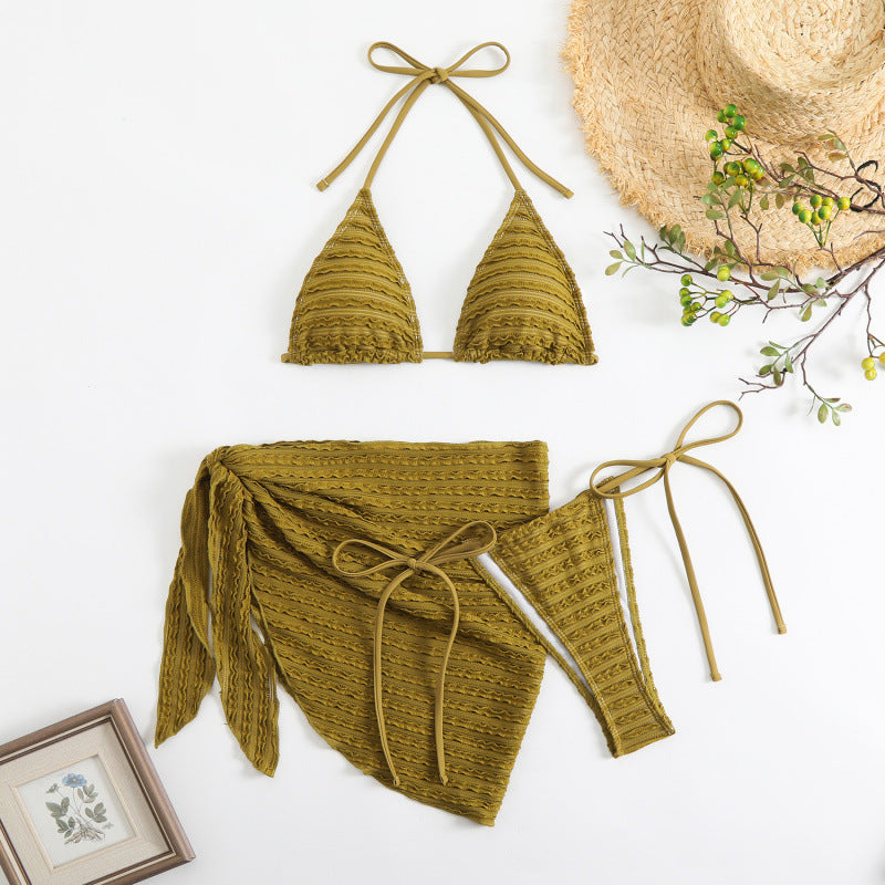 Damen Triangel-Bikini mit rüschendetails und modischer Wickelrock-Optik Drune