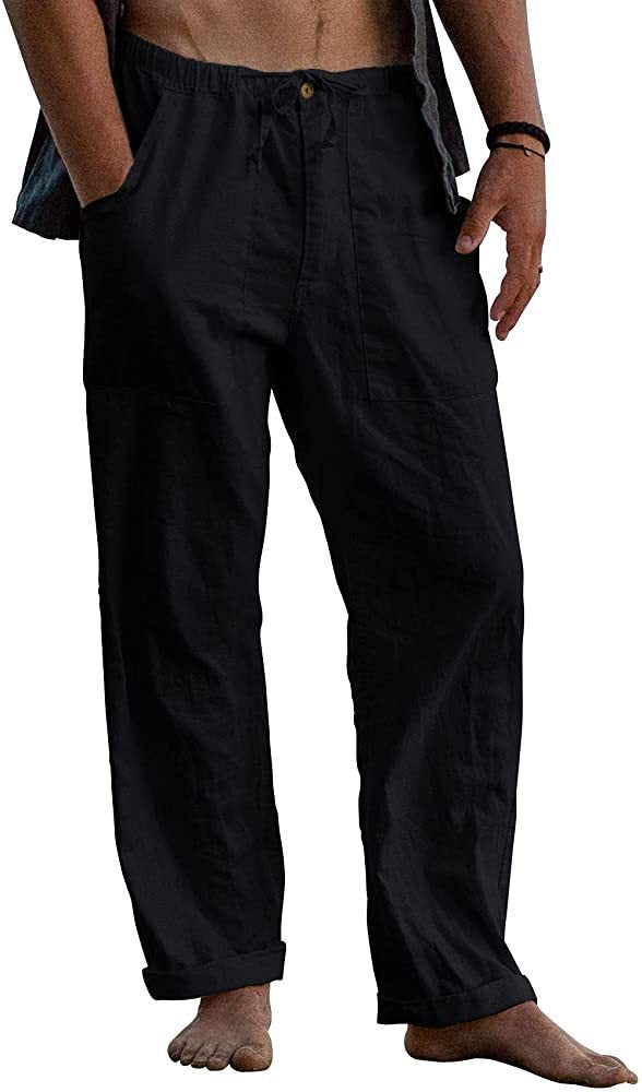 Herren nan leichte Leinenhose mit elastischem Bund und geradem Schnitt Drune