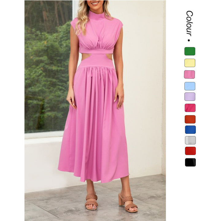 Damen Maxikleid mit Cut-Outs und modernem Stehkragen Drune