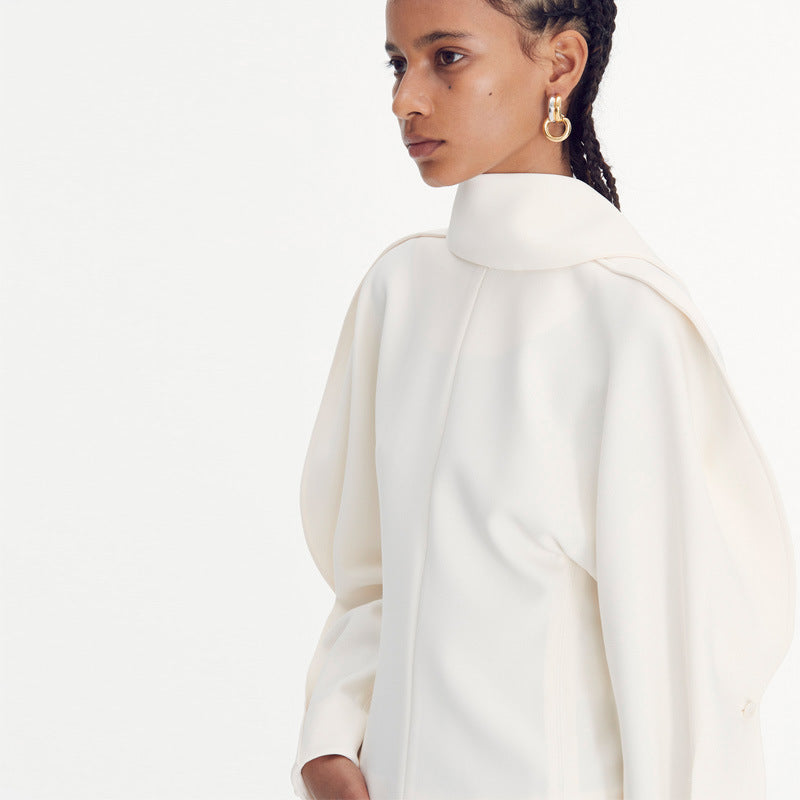 Damen elegante Oversize-Jacke mit hohem Kragen und modernen Details Drune