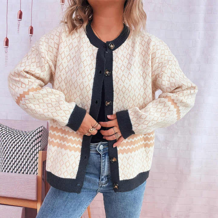 Damen Strickjacke mit vielseitigem Muster und eleganten Knopfdetails Drune