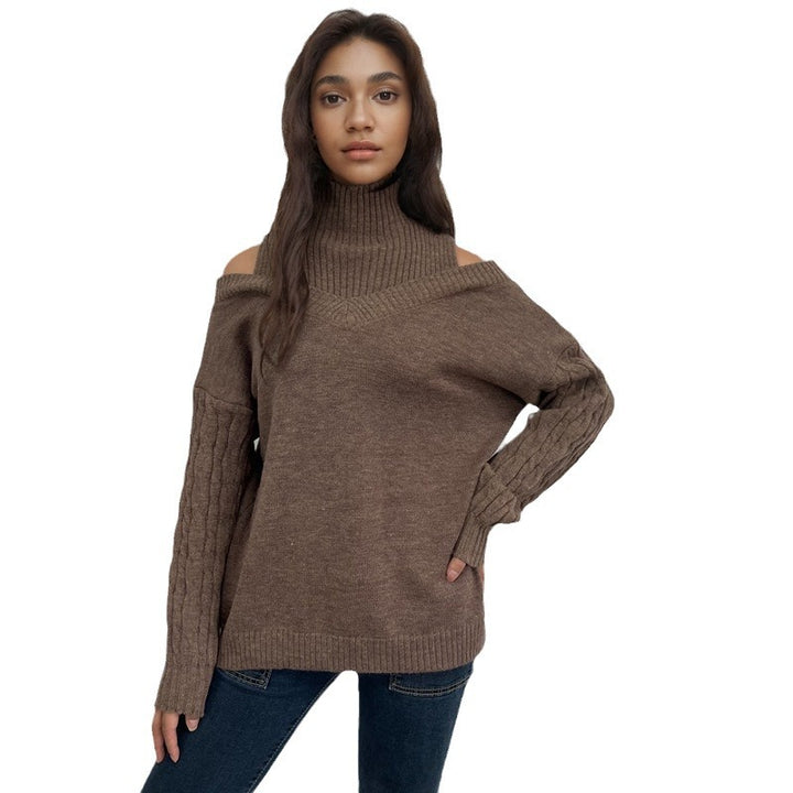 Damen Pullover mit schulterfreiem Design und strukturierten Ärmeln Drune