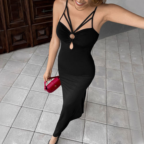 Damen Maxikleid mit Strappy Design und Schlüsselloch-Details Drune