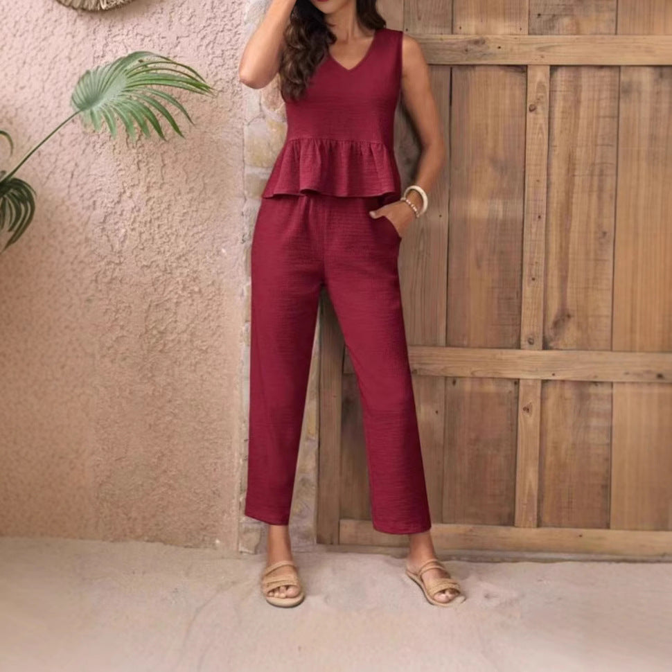 Damen Eleganter Jumpsuit mit modernen Raffungen und lässigem Schnitt Drune