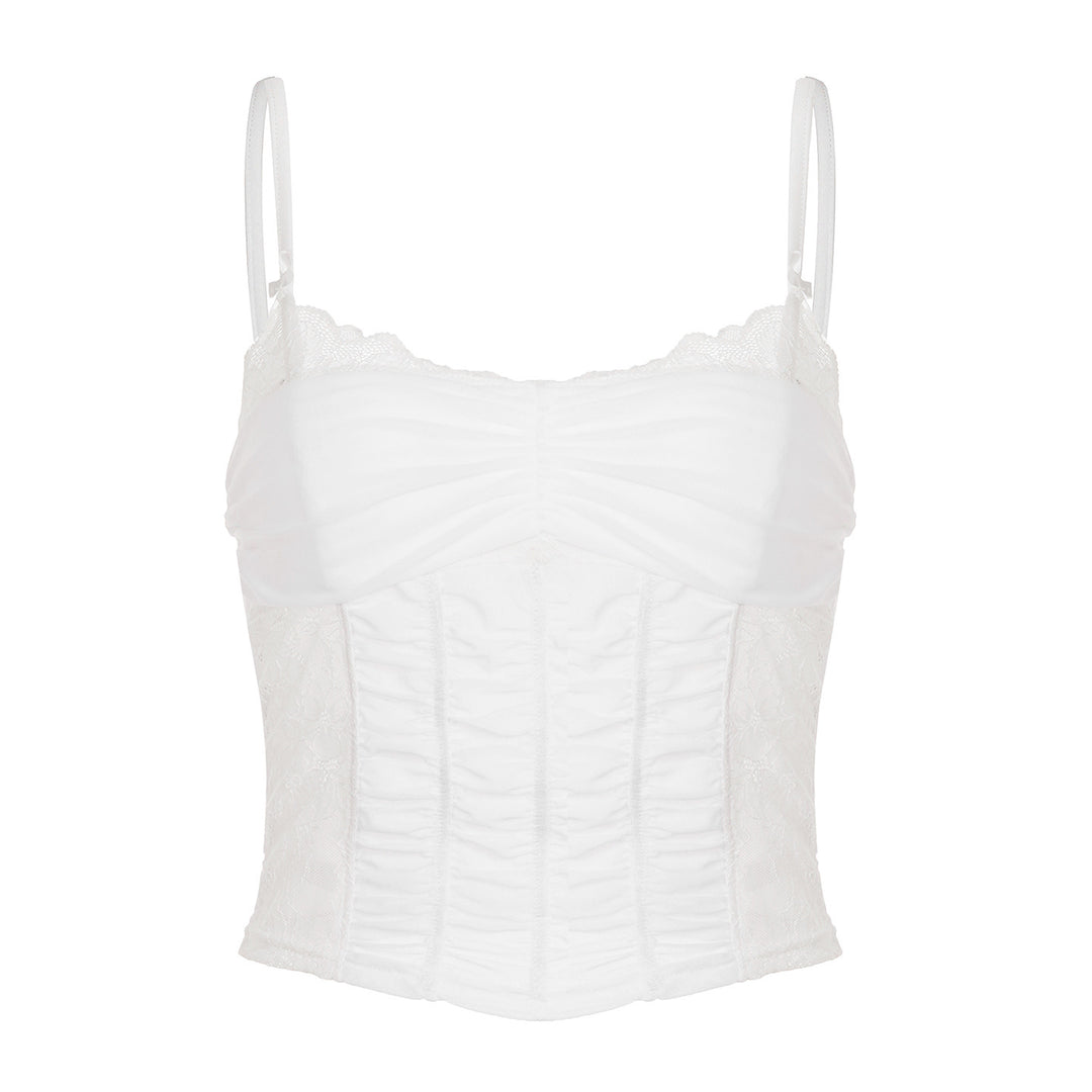 Damen Spitzen-Corsage-Oberteil mit eleganter Schnürung und figurformendem Design Drune
