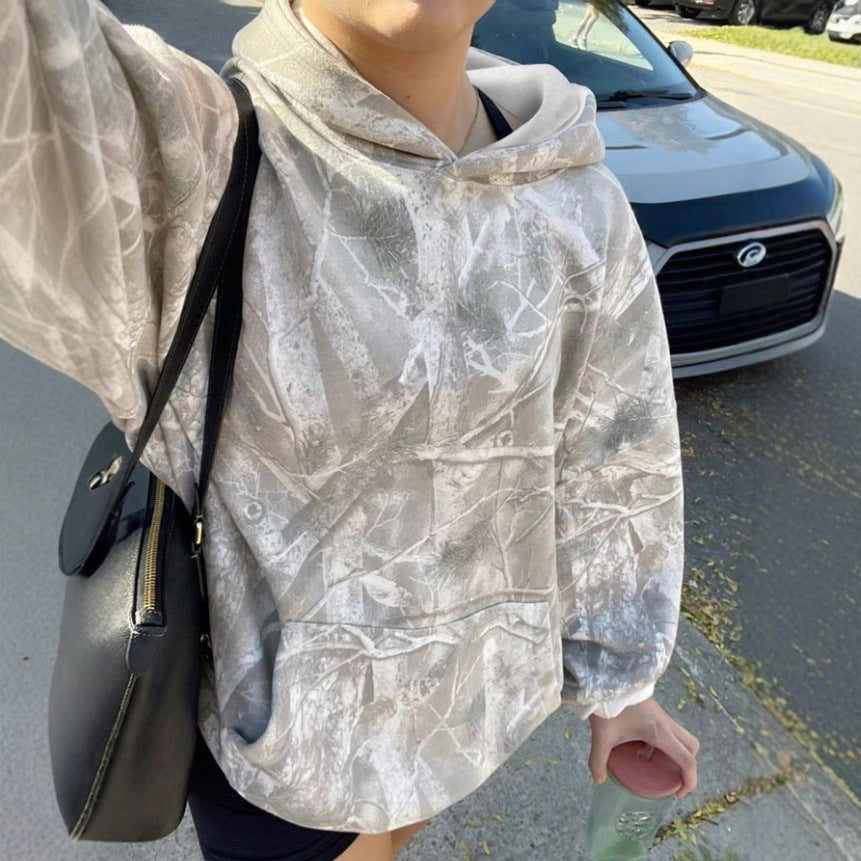 Damen lässiger Kapuzenpullover mit Camouflage-Muster Drune