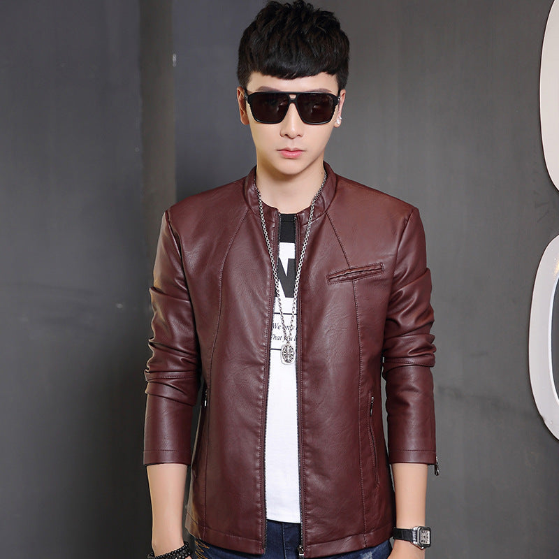 Herren modische Kunstlederjacke mit stylischem Steppdesign Drune