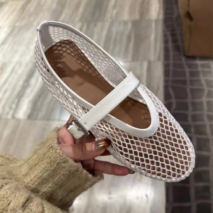 Damen Elegante Mesh Mary Jane Ballerinas Drune