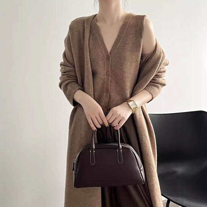 Damen Strickkleid mit Cardigan und Knopfleiste Drune