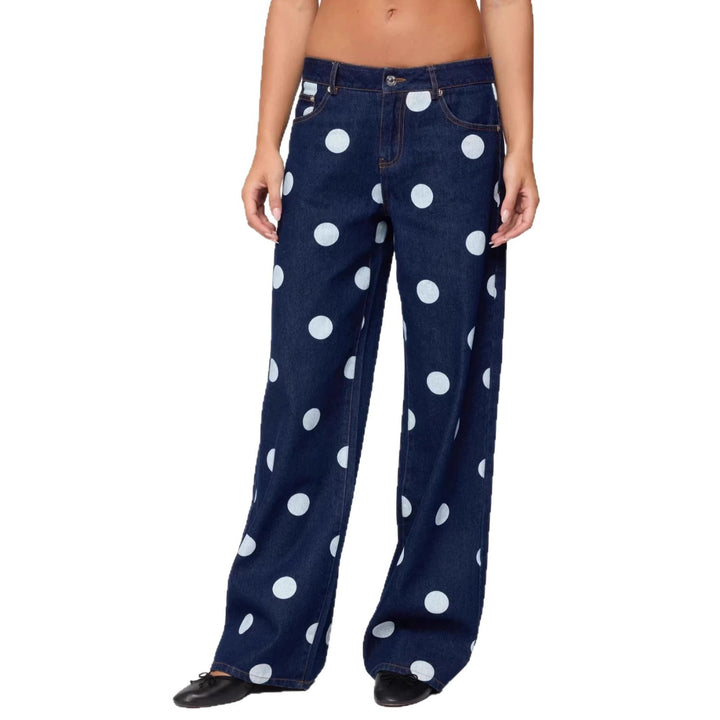 Damen Polka-Dot Denim-Set mit lässiger Schnittführung und angesagten Details Drune