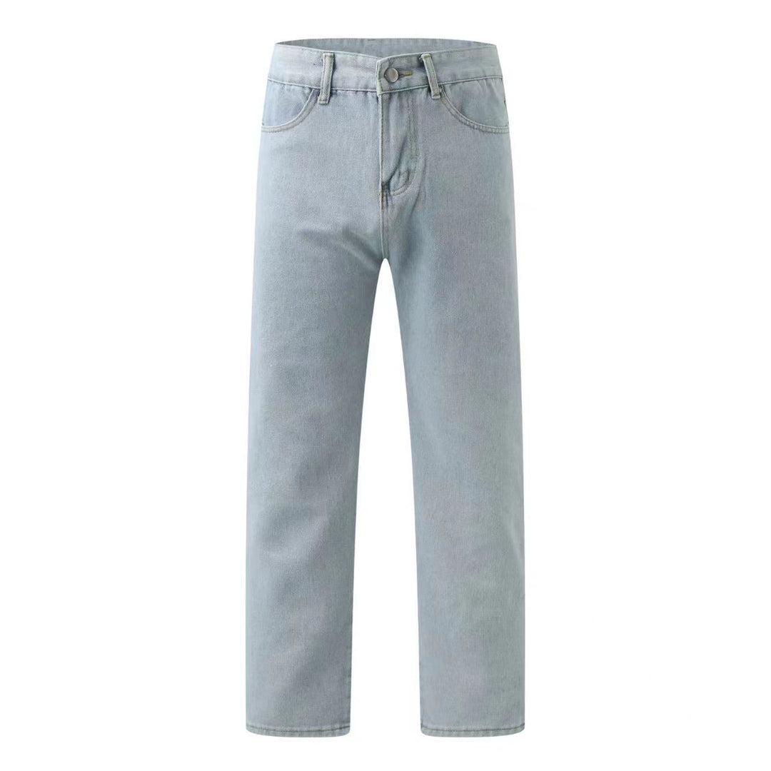 Damen gerade geschnittene Jeanshose mit hohem Bund und klassischen Details Drune