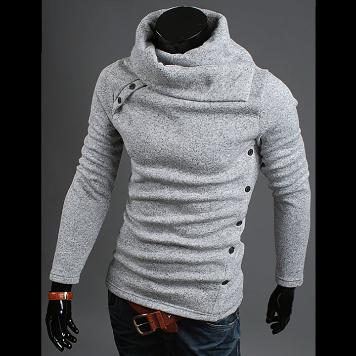 Herren nan Strickpullover mit großem Schalkragen, asymmetrischer Knopfleiste und schmaler Silhouette Drune
