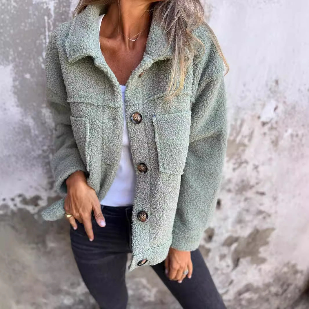Damen kuschelige und stylische Fleecejacke mit Taschen Drune