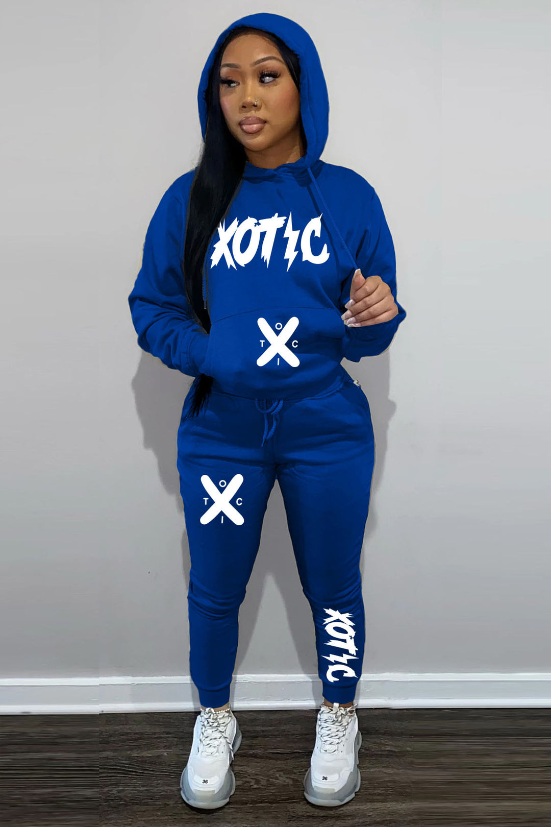 Damen Sportliches Hoodie und Jogginghose Set mit modernem Schriftzug Drune