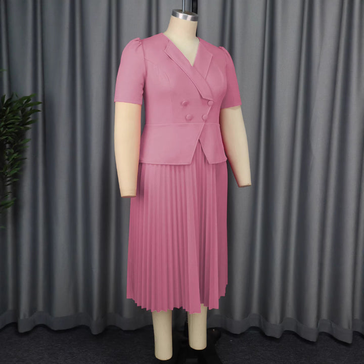 Damen elegantes Blazer-Kleid mit plissiertem Rock Drune
