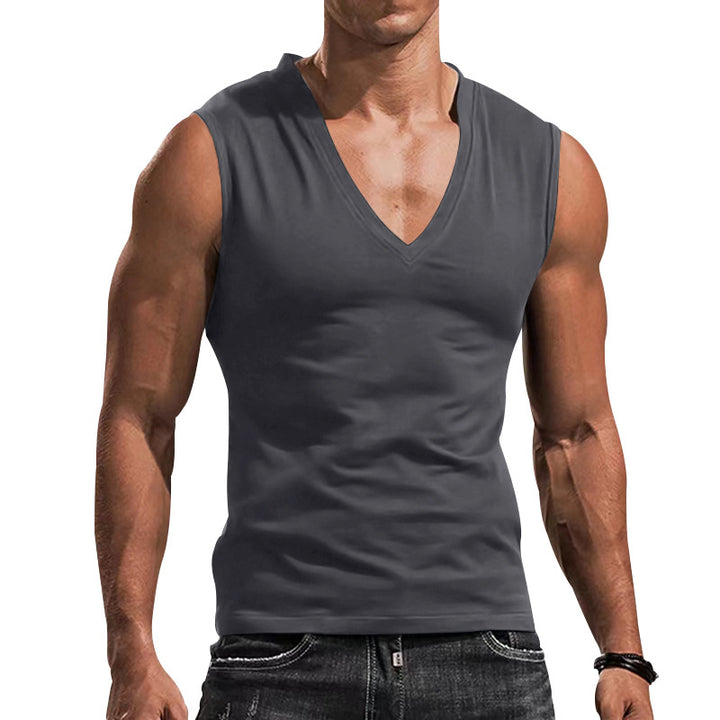 Herren ärmelloses V-Ausschnitt T-Shirt aus atmungsaktivem Material Drune