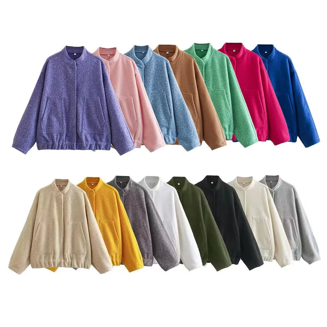 Damen lässige Oversized-Jacke aus hochwertigem Stoff Drune