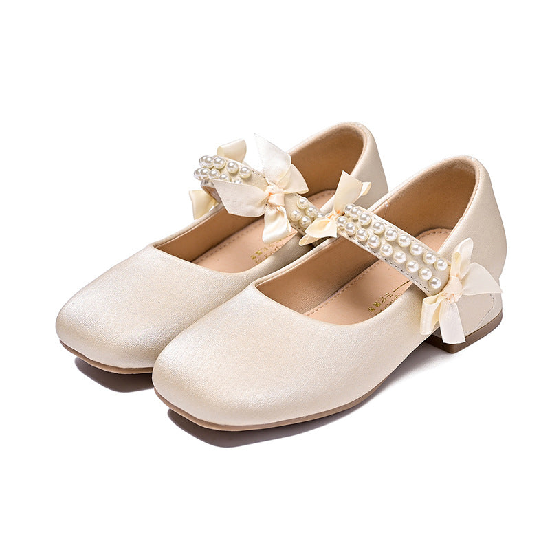 Mädchen Ballerina-Schuhe mit dekorativen Perlen- und Schleifenakzenten Drune