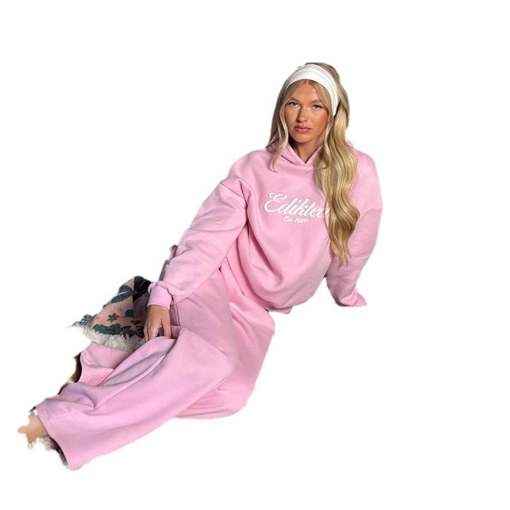 Damen Cozy Loungewear Set mit Kapuze und elastischem Bund Drune