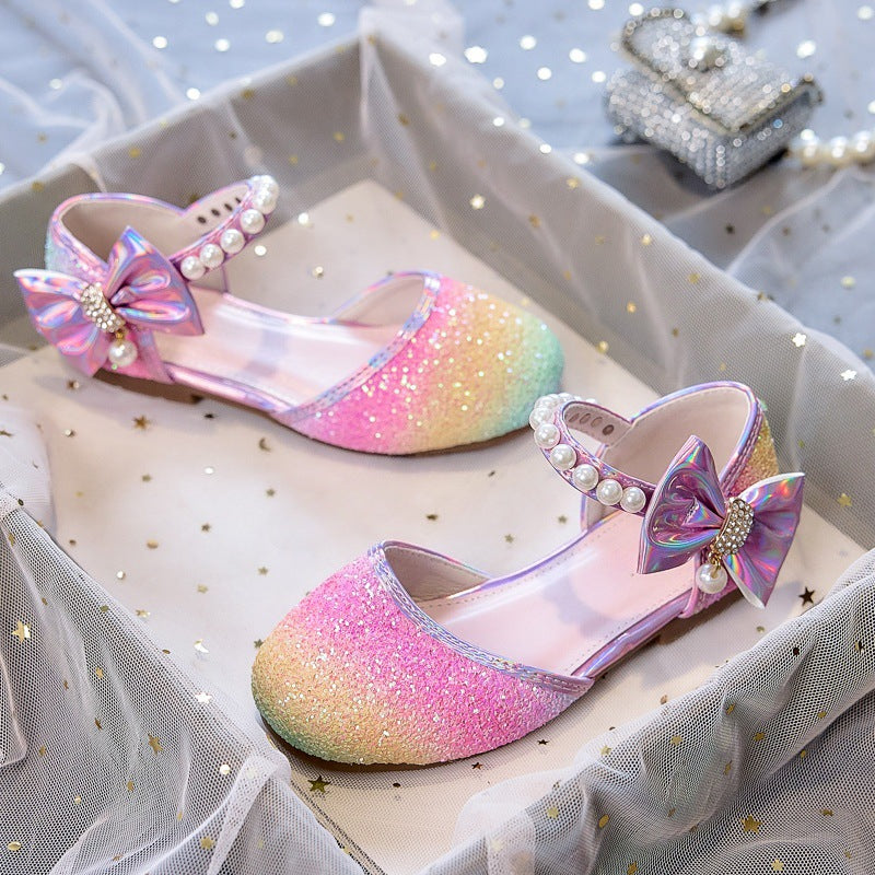 Mädchen Glitzernde Ballerinas mit Perlen und Schleifenakzent Drune