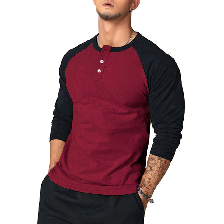 Herren klassisches Langarmshirt im Vintage-Stil mit unterstützenden Kontrastärmeln Drune