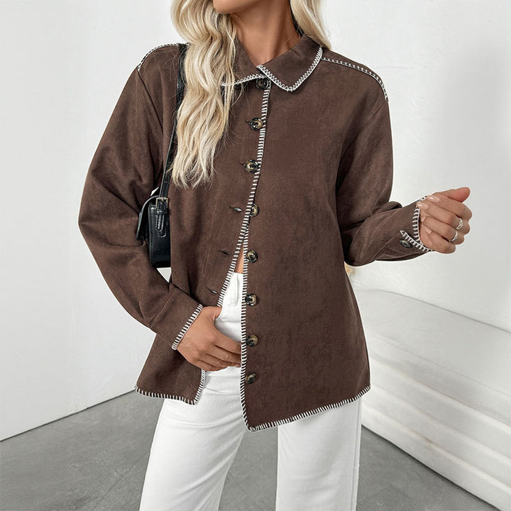 Damen lässige Jacke mit kontrastierendem Näht Drune