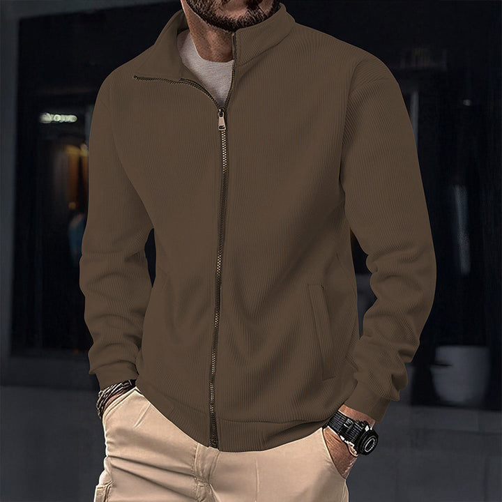 Herren Stylische Jacke mit Reißverschluss und hohem Kragen Drune