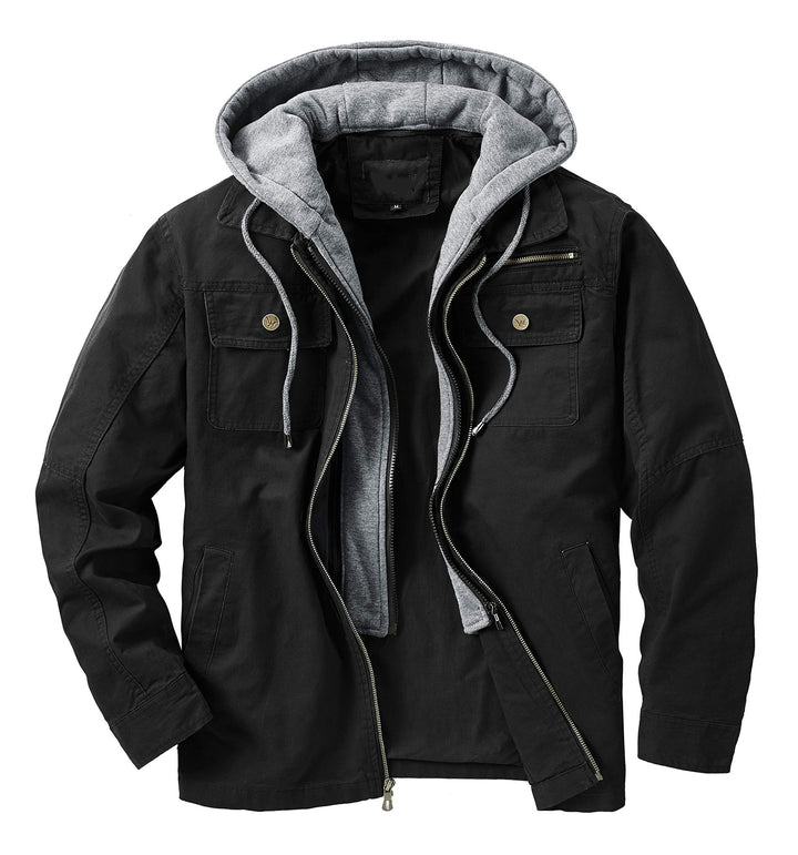 Herren vielseitige Übergangsjacke mit integrierter Kapuze und praktischen Taschen Drune