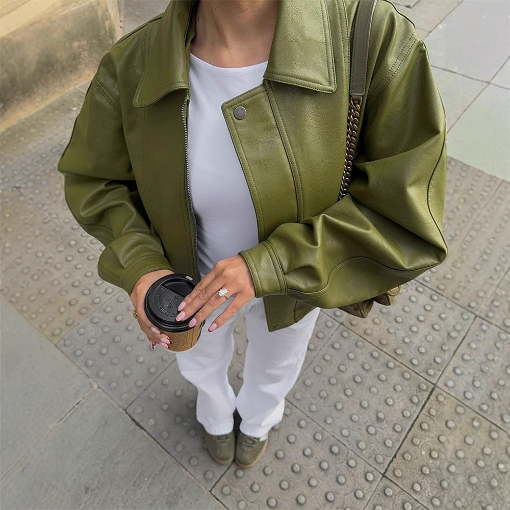 Damen Lässige Übergangsjacke mit voluminösen Ärmeln Drune