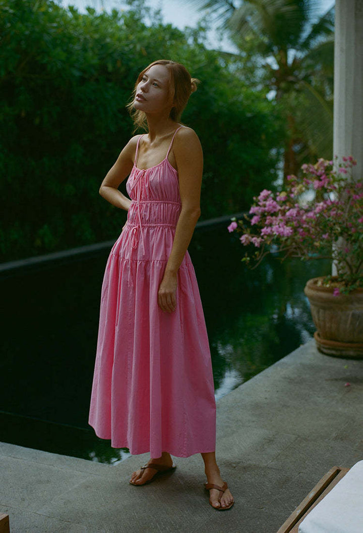 Damen luftiges Sommerkleid mit verstellbaren Trägern Drune