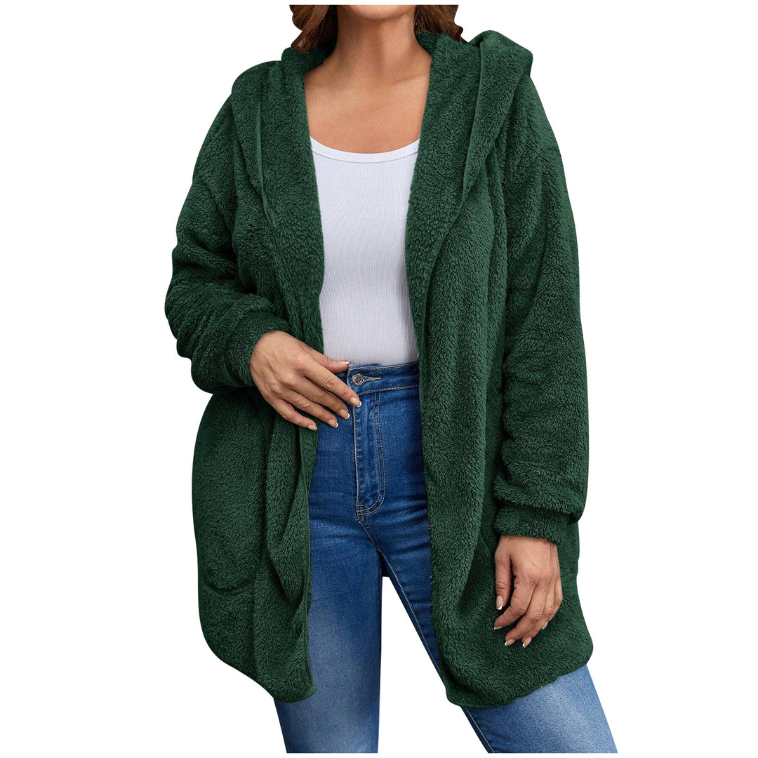 Damen nan kuschelige Teddy-Fleece Kapuzenjacke mit großen Eingrifftaschen und entspannter Silhouette Drune