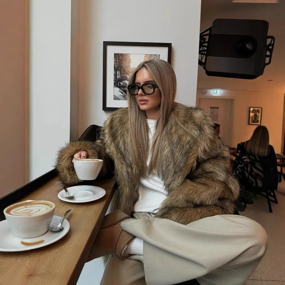 Damen Kuschelige Faux-Fur Jacke mit weichem Innenfutter Drune