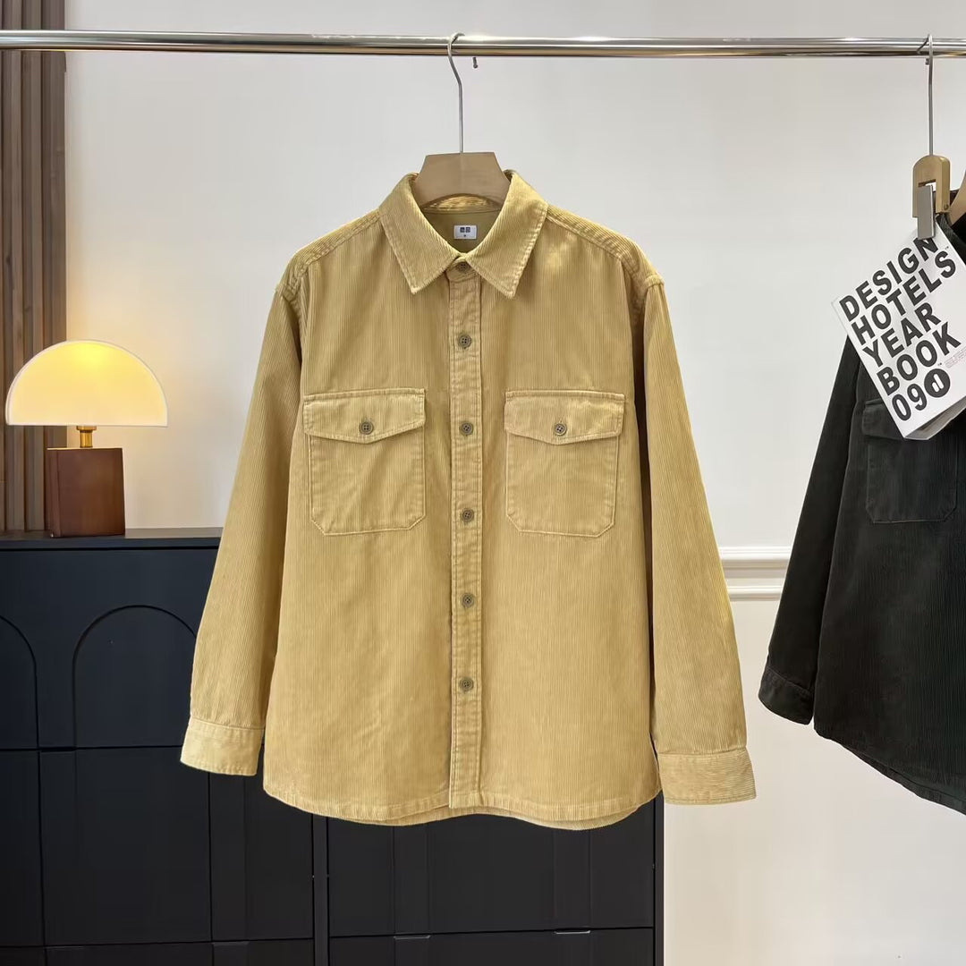 Damen lässige Kordhemdjacke mit praktischen Brusttaschen Drune