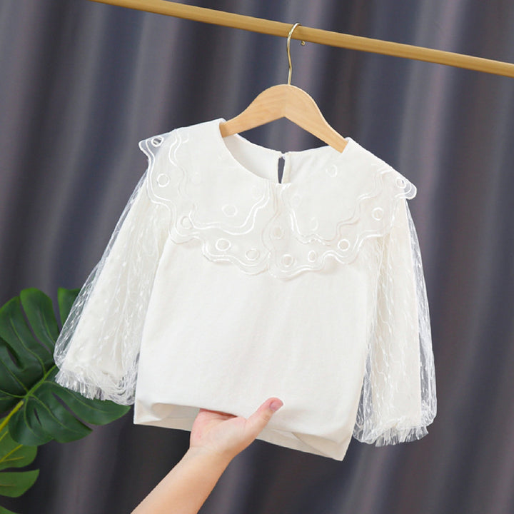 Mädchen elegante Bluse mit transparenten Tüllärmeln Drune