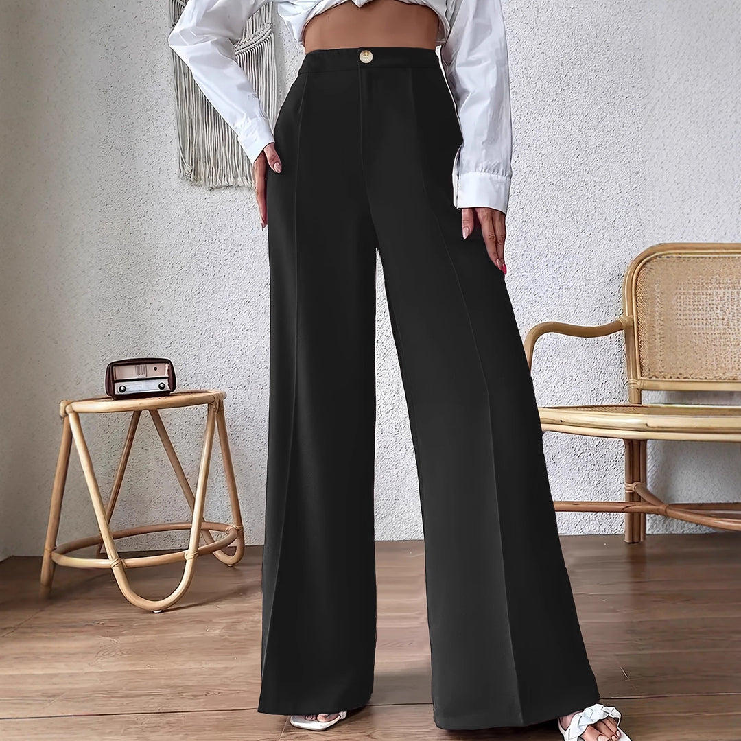 Damen Hoch geschnittene Palazzo-Hosen mit schmalem Bund und dezenten Knopfdetail Drune
