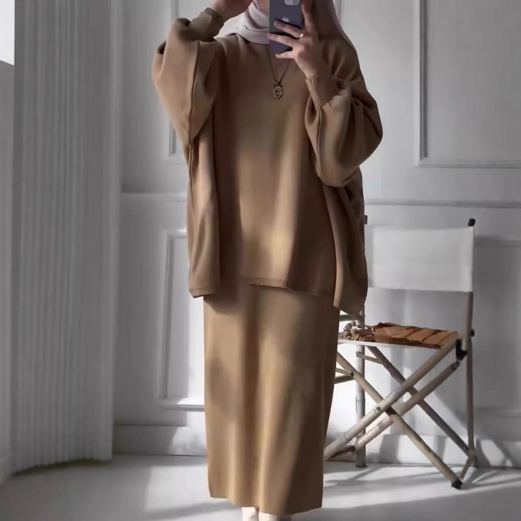 Damen elegantes Two-Piece Set mit asymmetrischem Schnitt und voluminösen Ärmeln Drune
