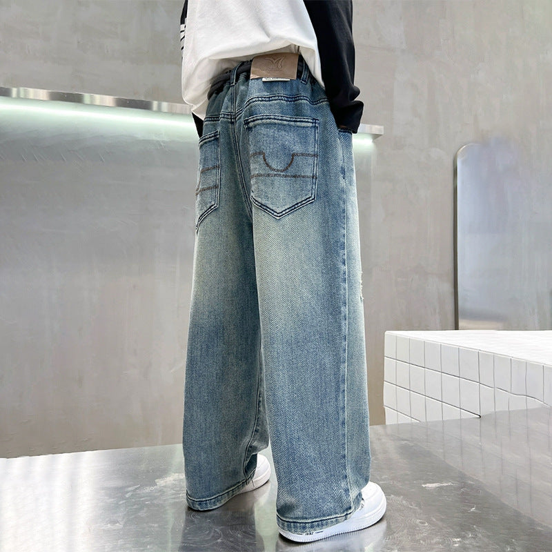 Herren weite Denim-Jeans im modernen Casual-Stil Drune