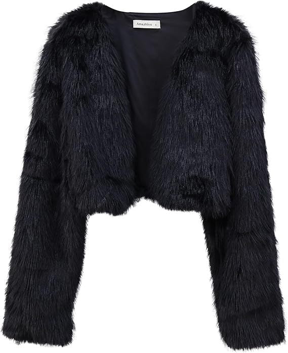 Damen Flauschige Kurzjacke mit offenem Schnitt Drune