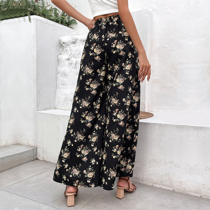 Damen Palazzo-Hose mit floralem Muster und seitlichen Schlitzen Drune