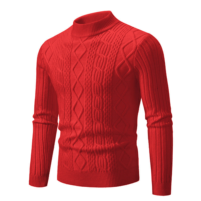 Herren nan gerippter Zopfmuster-Rollkragenpullover Slim Fit Drune