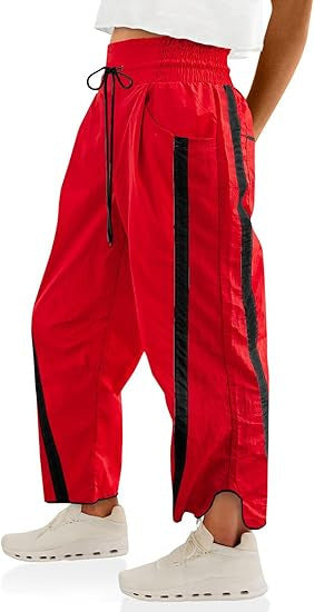 Damen nan relaxte Trackpants mit seitlichem Kontraststreifen, elastischem Smokbund und Eingrifftaschen Drune