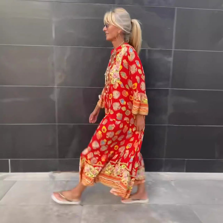 Femme Bohemian Floral Kaftan Kleid Drune