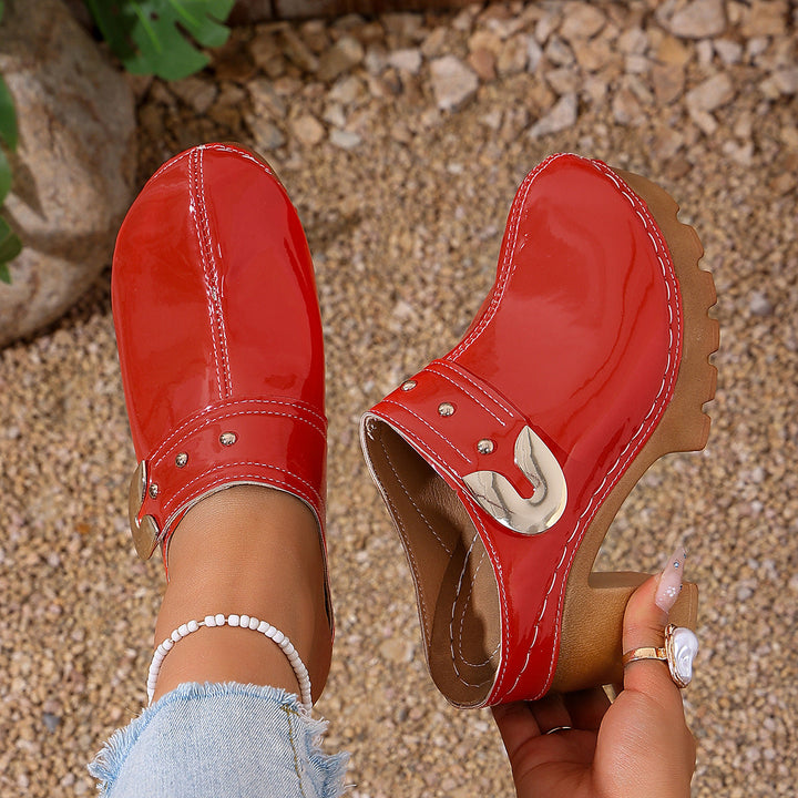 Damen Hochwertige Clogs mit Holzsohle Drune