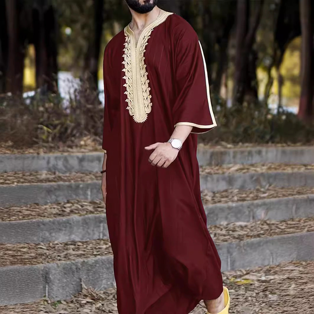 Herren traditioneller Kaftan mit kunstvollen Stickereien Drune