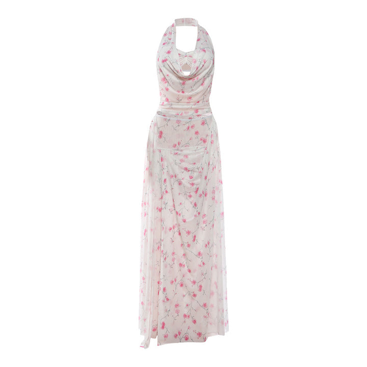 Damen Maxikleid mit floralem Drapierungsdesign Drune