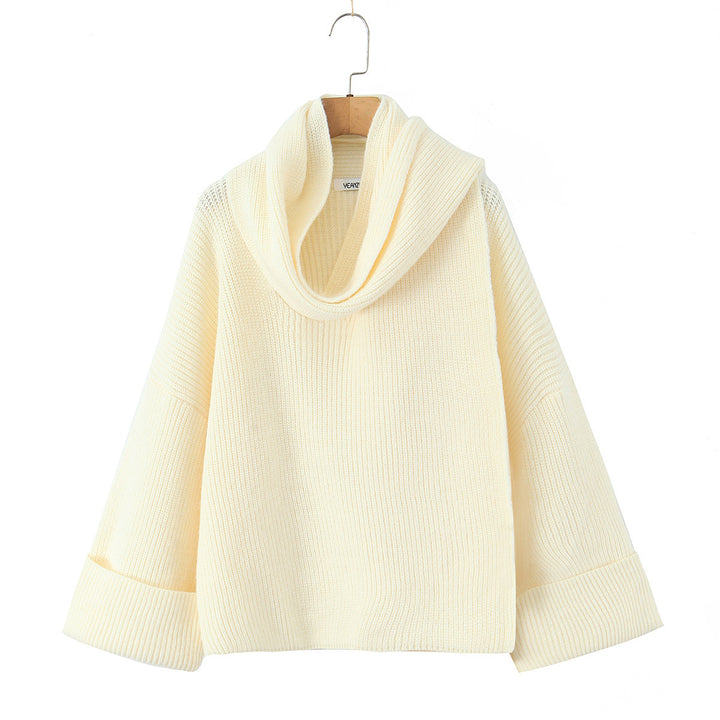 Damen Eleganter Strickpullover mit weitem Schnitt und lässigem Rollkragen Drune