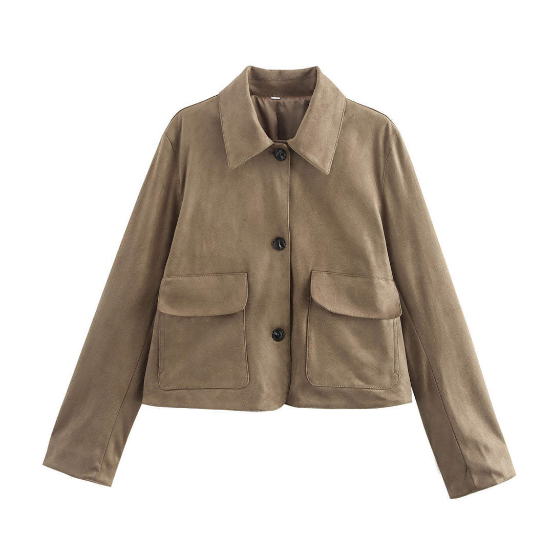 Damen modische Kurzjacke mit praktischen aufgesetzten Taschen Drune