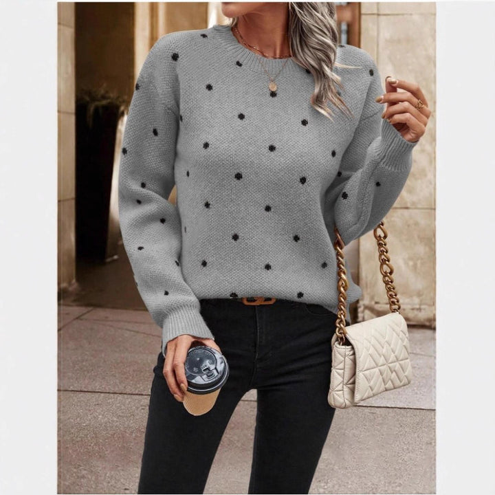 Damen Gemusterter Strickpullover mit Rundhalsausschnitt und lässiger Passform Drune