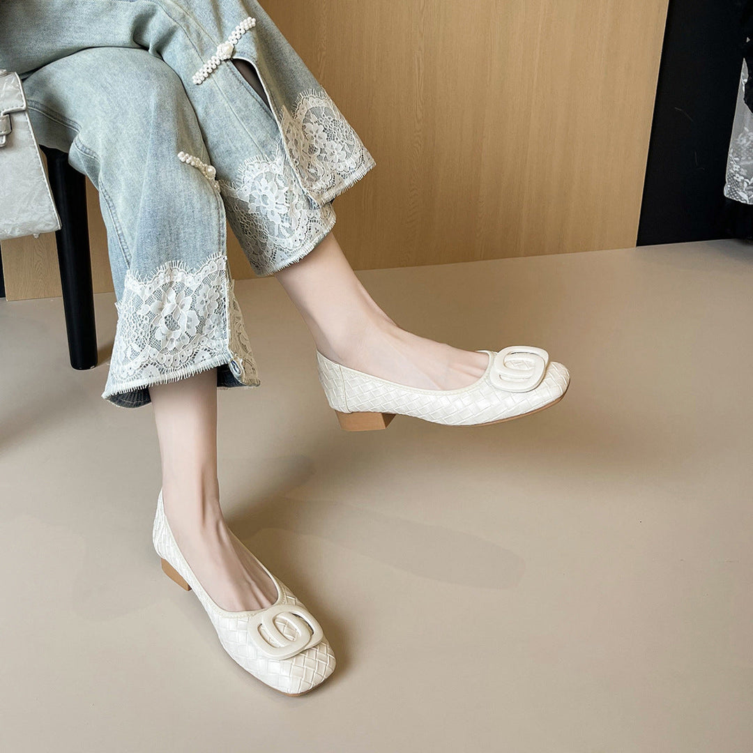Damen Ballerinas mit schickem Reliefmuster und modischem Schnallenakzent Drune