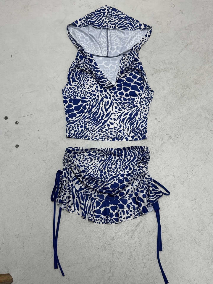 Damen Bademode-Set mit Kapuze und raffiniertem Rüschenrock Drune